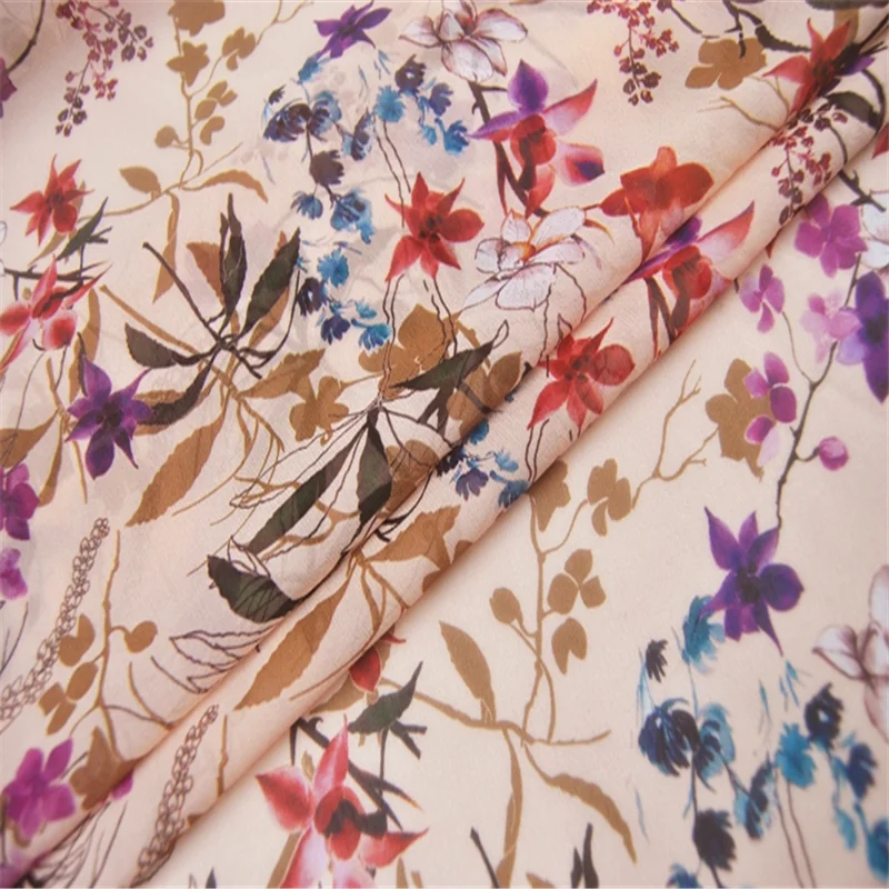 

Elegant Style Beautiful Floral Top Quality Silk Georgette Fabric With Soft Feeling Material For Scarf