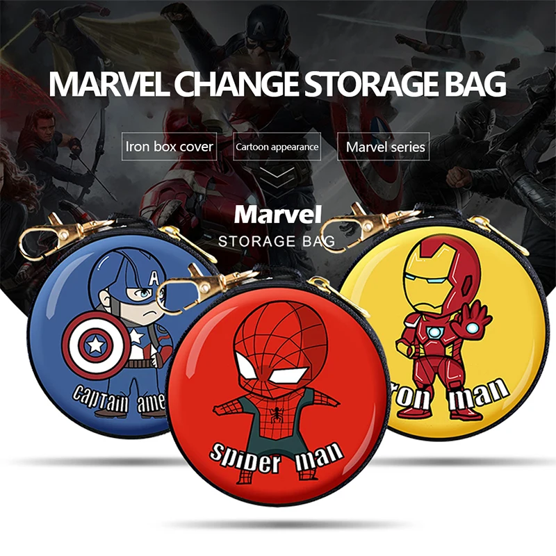 

QVersion Cute Iron Man Spiderman Wolverine Carrying Zipper Protective Earbuds Headphone Pouch Headset Box Data Cable Storage Bag