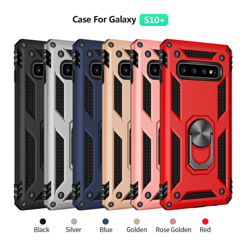 Armor Shockproof Phone Case For Samsung Galaxy S7 S8 S9 S10 S10E 5G Plus Note 8 9 10  A6 A7 A8 A9 2018 Lite With Ring Back Cover