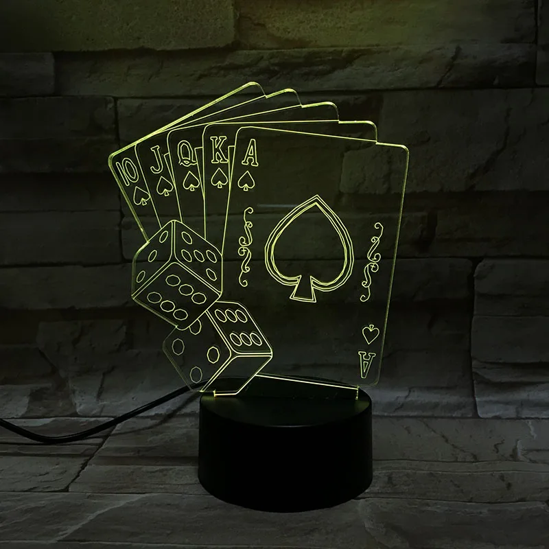 3D лампа Texas Hold Em Poker Game прекрасный подарок для подростка на батарейках 7 цветов с пультом дистанционного управления Usb СВЕТОДИОДНЫЙ Ночник светильник