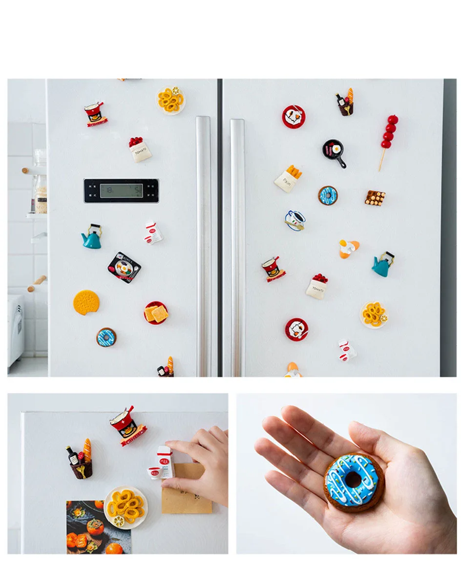 Милая Смола сувенирные магниты для холодильника 3D мультфильм хлеб яйцо на холодильник, для заметок стикер дети игрушки украшения для кухни