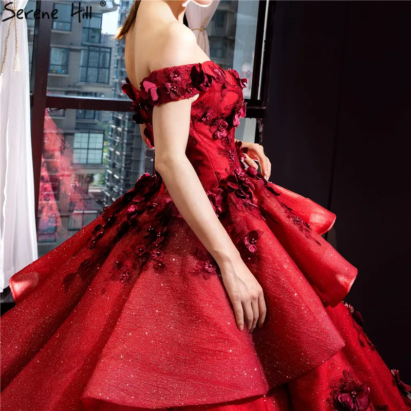 Серен Хилл последнее красное с открытыми плечами сексуальное свадебное платье дизайн ручной работы Цветы свадебное платье с жемчугом на заказ CHM66878