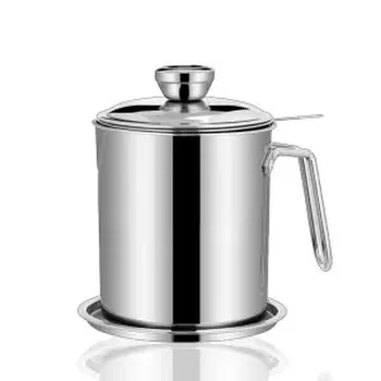 

Stainless Steel Kitchen Oil Pot with Lid Filter Screen Filter Residue Oil Storage Large Capacity Oil Tank Return Oil Cup Olive