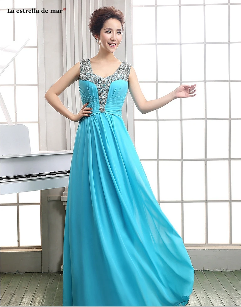 Vestido madrinha, сексуальное шифоновое платье трапециевидной формы с v-образным вырезом, украшенное бисером, цвета: зеленый, синий, розовый, фиолетовый, желтый, длинное платье подружки невесты для свадебной вечеринки
