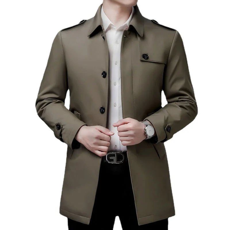 2021 Spring Autumn Brand Men's Fashion Trench Slim Fit Cotton Long Windbreaker Overcoat Business Casual Trench Jacket Male S-4XL 2021 autumn new men s stitching denim wide leg pants streetwear baggy jeans male harlan trousers brand clothes