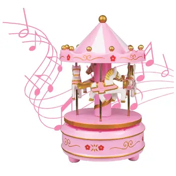 

Merry-Go-Round Carousel Music Box for Kids Toys Wedding Birthdays Gift Wind-Up Horse Fairground Musical Box