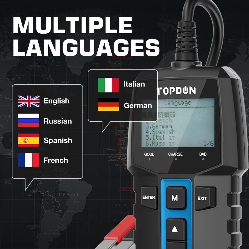 TOPDON BT100 12V Car Battery Tester Digital Automotive Diagnostic Battery Tester Analyzer Vehicle Cranking Charging Scanner Tool 4
