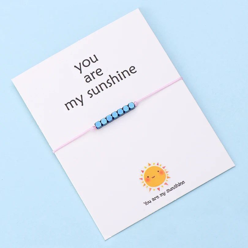 IYOE Wish Card You Are My Sunshine крошечные бусины браслеты с подвесками для женщин и мужчин геометрические бусины ручной работы красный браслет с нитью подарок - Окраска металла: color 11