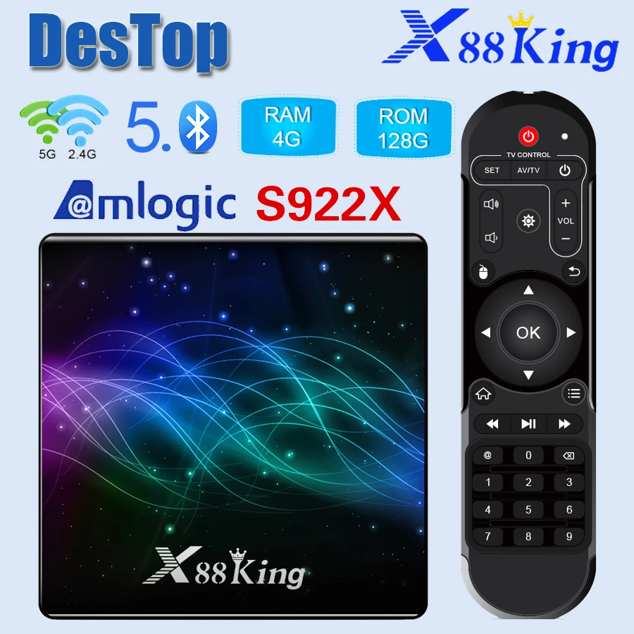 1 шт. ТВ-приставка X88 King 4GB128G Amlogic S922X Android 9 0 Dual Wifi BT5.0 1000M 4K Google Play Store Netflix Youtube