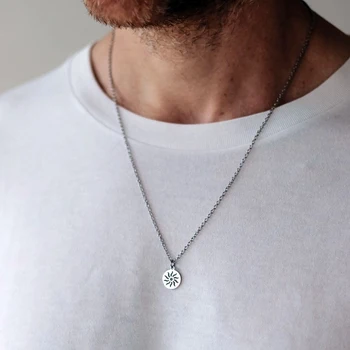 men necklace women chain stainless steel Necklace Women Men Simple Long Chain sun pendant Necklace Statement Couples jewelry