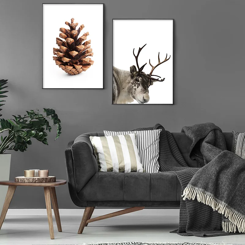 Scandinavian-Poster-Winter-Forest-Moose-Christmas-Pinecone-Nordic-Style-Wall-Art-Canvas-Painting-Decoration-Picture-Living (3)