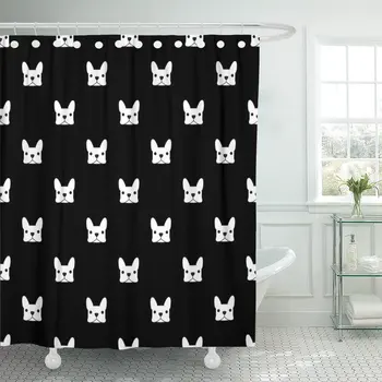 

Black Puppy French Bulldog Frenchie Animal Shower Curtains Waterproof Polyester Fabric 72 x 72 inches with Hooks