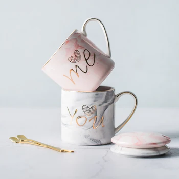 

Small Creative Coffee Mug Ceramic Set Luxury Cute Coffee Cup Cover Stirring Tazas De Navidad Nordic Style Mug Reusable KK60MK