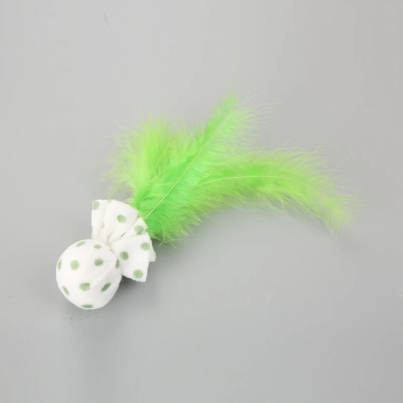 1PCS Hot Sale Cat Toys Macaron Color Wave Point Bell Ball with Feather Cat Toys Cute Interactive Teaser Cat Toys pet Supplies