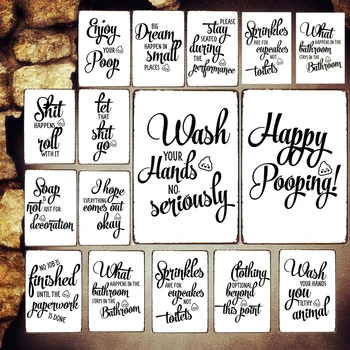 

Toilet Slogan Plaque Vintage Metal Tin Signs Home Bar Pub Decorative Metal Plates Happy Pooping Wall Sticker Iron Art Poster MN7