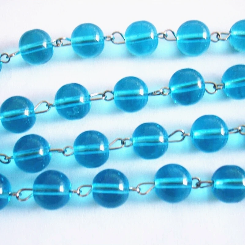 50 Meters Crystal Glass Ball Beads Strand Garlands Aquamarine Color For Home Decoration Crystal Wedding Decoration Chians