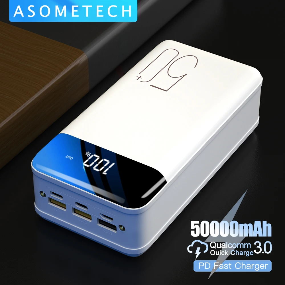 Портативное зарядное устройство 50000 мАч 18 Вт PD QC 3 0 Быстрая зарядка портативное