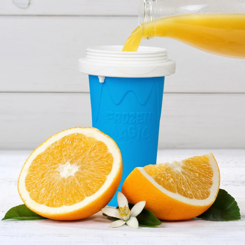 350ml Quick-frozen Smoothies Cup Eco-friendly Double Layer Silicone Slushy Ice Cream Maker Squeeze Slush Cooling for Home |