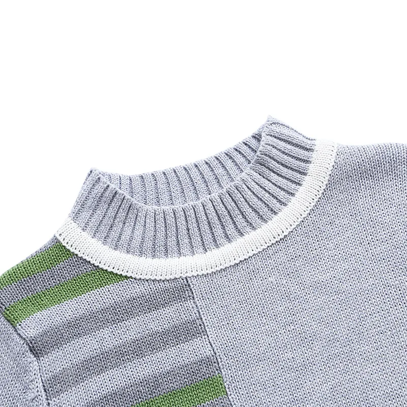 

New Style Men's Children Long Sleeve Crew Neck Pullover Thick Needle Sweater Local Stripes Mixed Colors Knit Knitting Shirt Proc