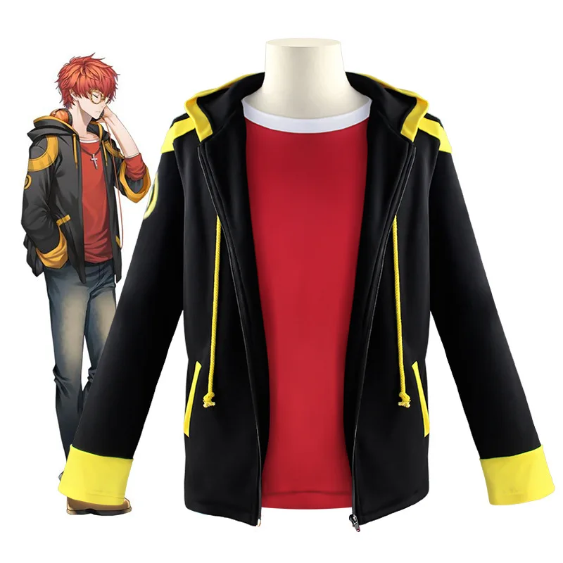 

Anime Mystic Messenger Cosplay Costume 707 Saeyoung Luciel Choi Outfit uniform Hooded Coat / Top Costumes for women men