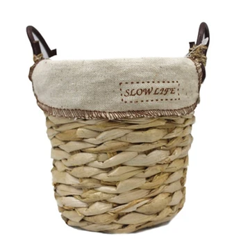 

Idyllic Rattan Portable Flower Basket Handmade Straw Woven Creative Wicker Flower Pot