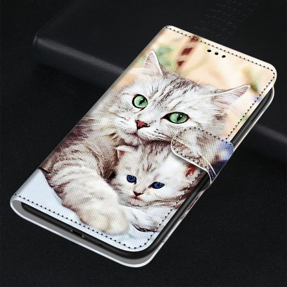 3D צבוע עור מקרה עבור Xiaomi Redmi הערה 9T 9 9S פרו מקס 9A 9C כוח Fundas Flip ארנק סטנד כיסוי חתול כלב Coque Redmi 9T iphone 11 Pro Max cover case