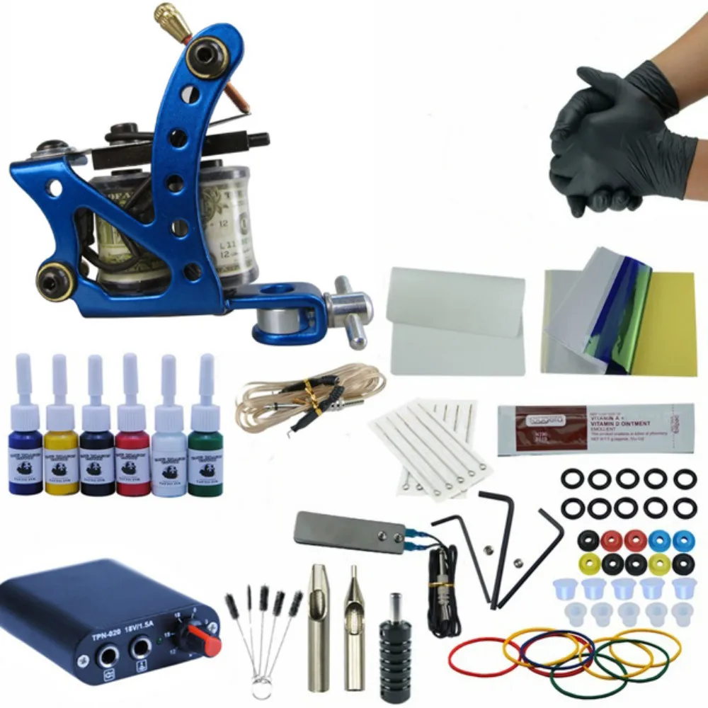

Tattoo Machine Set Single Tattoo Gun Automatic Conversion Tattoo Kit 6 Colors Ink Paint for Body Art Maker