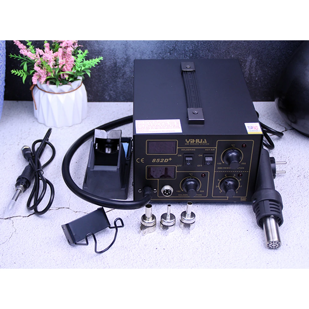 

YIHUA 852D+Pump Air Flow Adjustable Hot Air With Soldering Air Soldering Station 2in1 hot air desoldering station