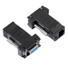 2pcs RJ45 to Mini VGA Extension Extender Cord Male Female To Lan Cat5 Cat5e RJ45 Ethernet Adapter for PC Laptop Converter