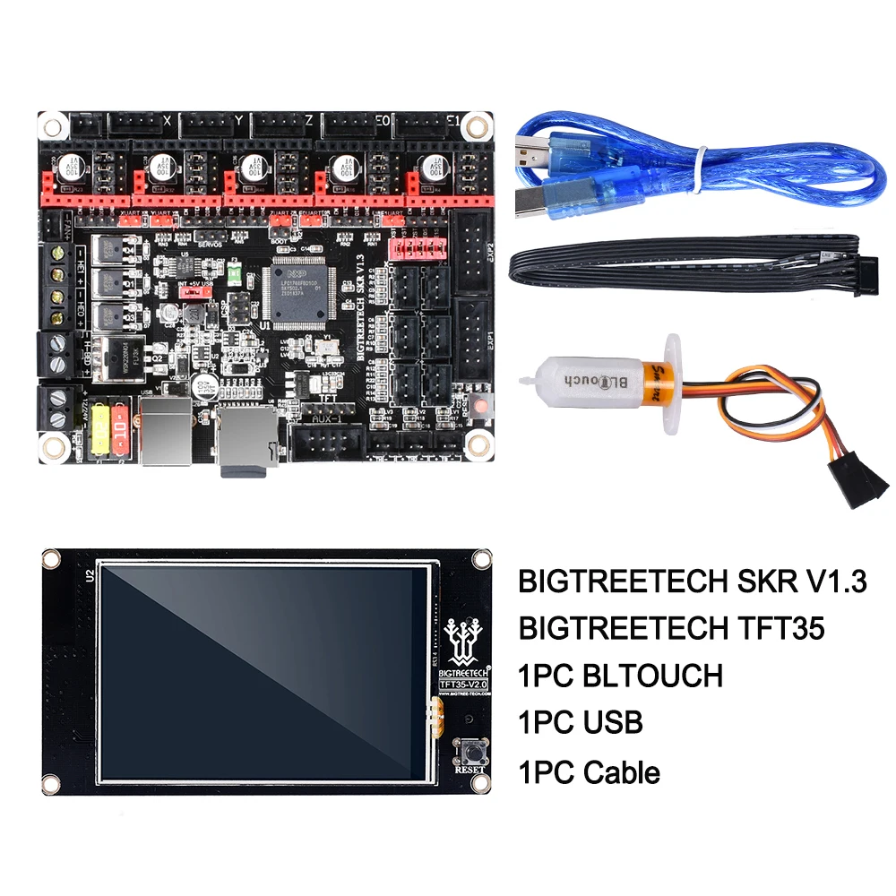 Цена BIGTREETECH SKR V1.3 гладкая доска 32 бит + TFT35 V2.0 сенсорный экран + BLtouch + TMC2130 spi TMC2208 UART части 3d принтера vs MKS GEN L