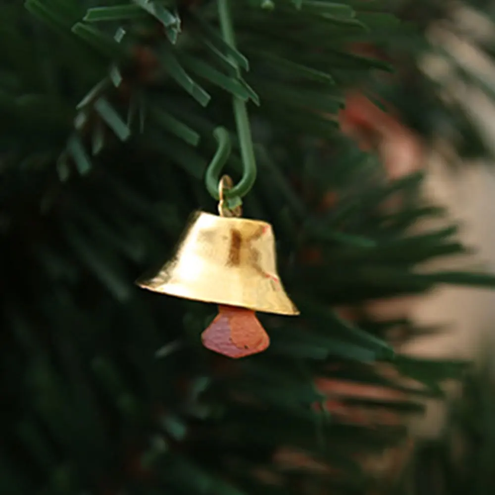 10Pcs Cute Stainless Steel Bells Christmas Pendants Ornament Decor Gold/Silver