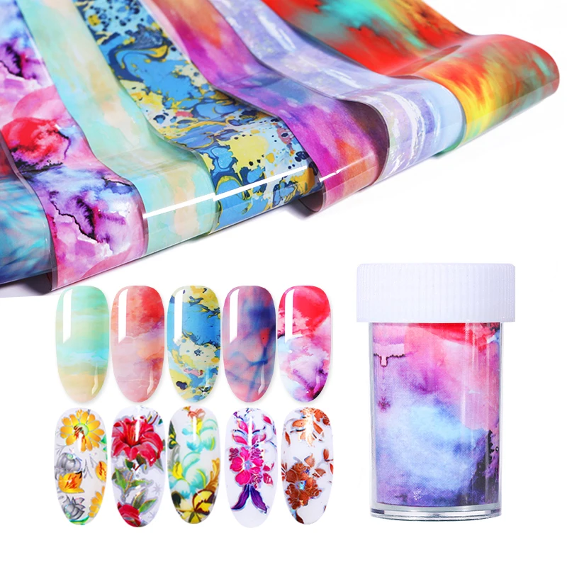 

1 Roll Nail Foil Paper Holographic Nail Art Sticker Gradient Transfer Flower Laser Nail Stickers Nails Decoration 4*100cm