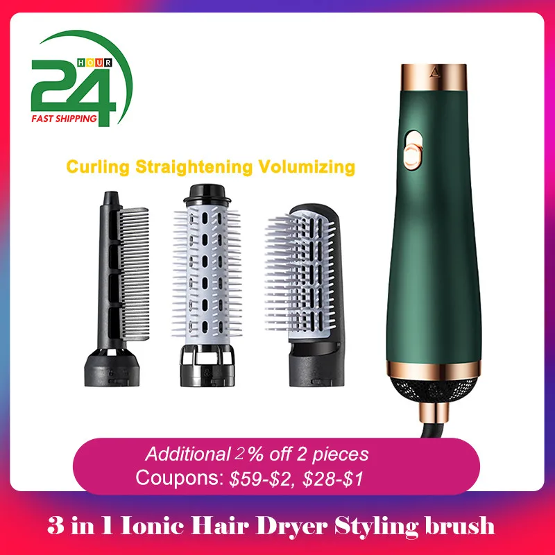 3 in 1 Hair Dryer Brush Volumizer Hot Air Brush Blow Dryer Brush Curler Straightener Professional Negative Ionic Hair Styler esu jb02 10pcs adult biopolar esu plate professional disposable electrode sheet negative plate