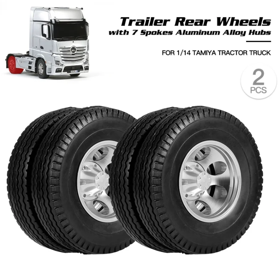 Rear Wheels Для 1/14 Tamiya трактор грузовик RC альпинист прицеп 2 шт трейлер передние/задние колеса с 7 спицами алюминиевые втулки - Цвет: Rear Wheels