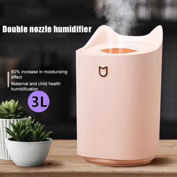 

Home Air Humidifier 3000ML Double Nozzle Cool Mist Diffuser with Coloful LED Light USB PAK55