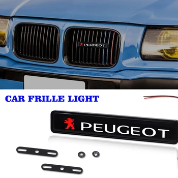 

1PCS ABS Chrome Car Front Grille Emblem LED Decorative Lights For Peugeot 107 108 206 207 308 307 407 508 2008 3008 RCZ