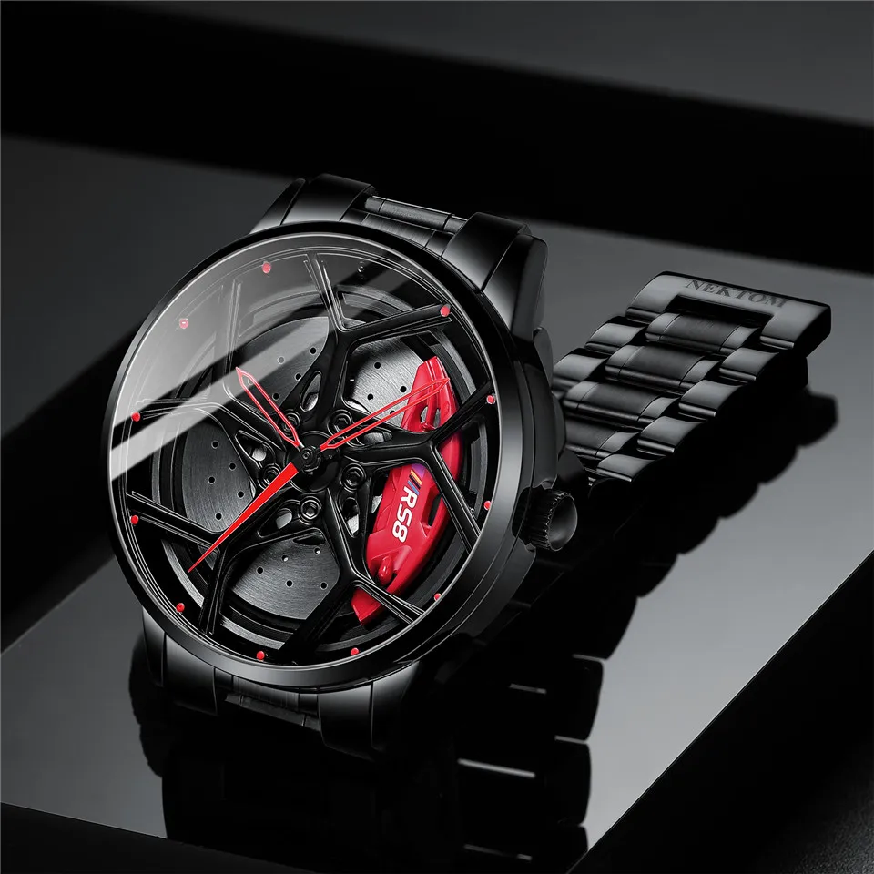 1pc Mode Legierung Sportwagen Rad 3d Racing Elemente Armbanduhr