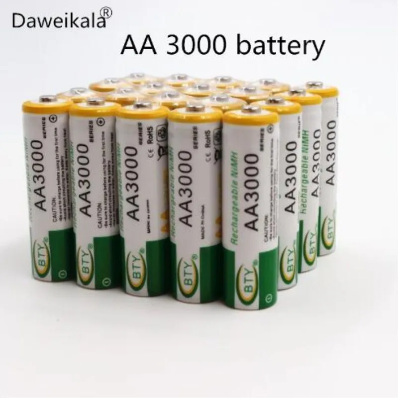 Новинка BTY Ni-MH 1,2 V AA Аккумуляторная Батарея 3000 mah 2A Baterias Bateria для модели камеры: AA 3000 - Цвет: 2PCS AA battery