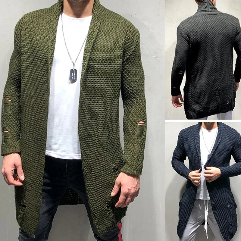 Knitted Cardigan Sweater Men Casual Male Long Jacket Coat Shawl Collar Open Front Sweaters Mens Knitwear Cardigans Pull Homme Knitted Cardigan Sweater Men Casual Male Long Jacket Coat Shawl Collar Open Front Sweaters Mens Knitwear Cardigans Pull Homme