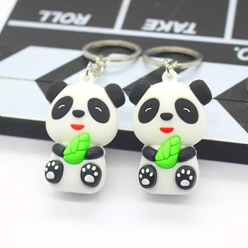 

FREE SHIPPING BY DHL 100pcs/lot 2020 Hot Cute Panda Keychains Silicone Panda Keyrings for Gifts