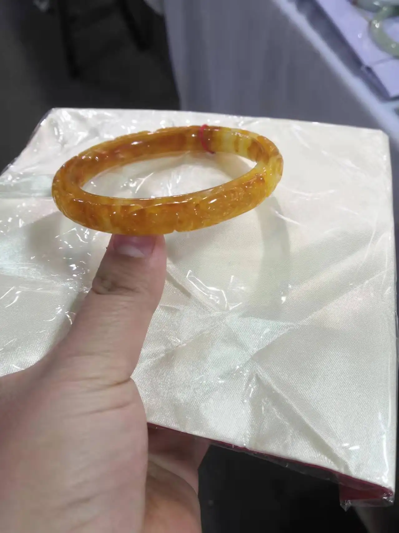 

Class A Natural yellow Jade banglest high quality jadeite Hand carved flowers Bracelet Jewelry Elegant women gift Bracelet