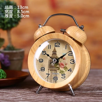 

Small Student Bedside Cute Simple Alarm Clock Wooden Kids Desk Luminous Wake-up Light Alarm Clock Living Room Decoration II50NZ