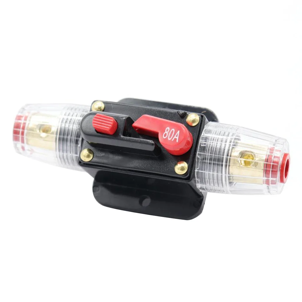DC 12V-48V Inline Circuit Breaker 80A Manual Reset Switch Car Audio Fuse