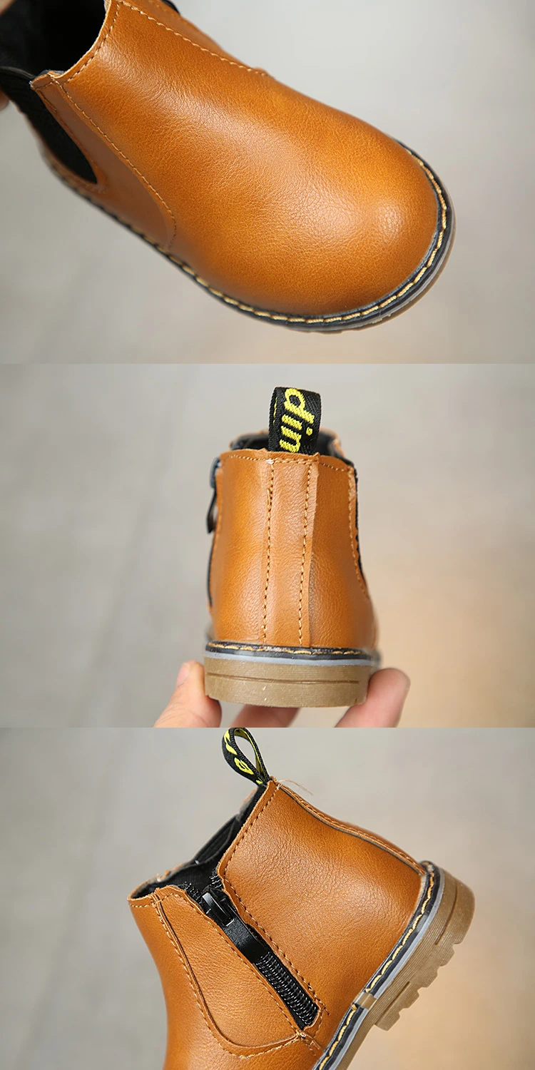 SKOEX Childrens Boots Fur Lined Boys Girls Waterproof Side Zipper Short Ankle Snow Boots Winter Shoes Kids Baby Martin Booties