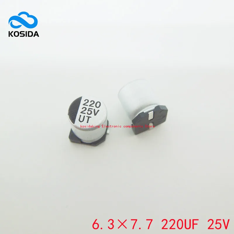 100 шт. 6 3*7 7 мкФ 16 в 25 220 × 3 SMD электролитические конденсаторы Алюминиевые