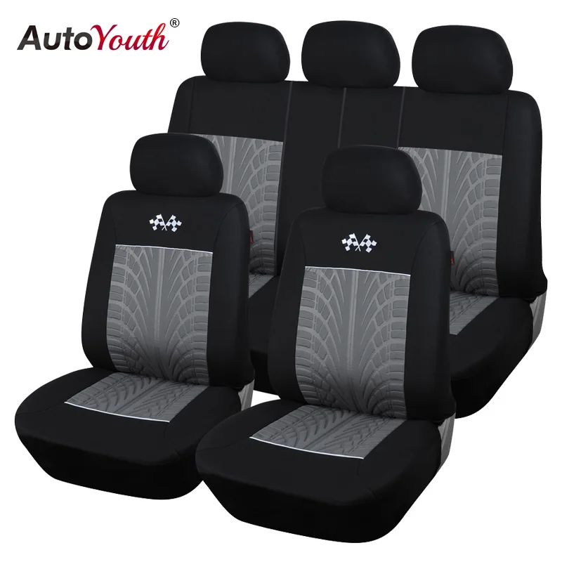 Чехлы На Сиденья Автомобиля AUTOYOUTH Универсальный Цвет Чёрный и Серый 9 Шт. Набор
