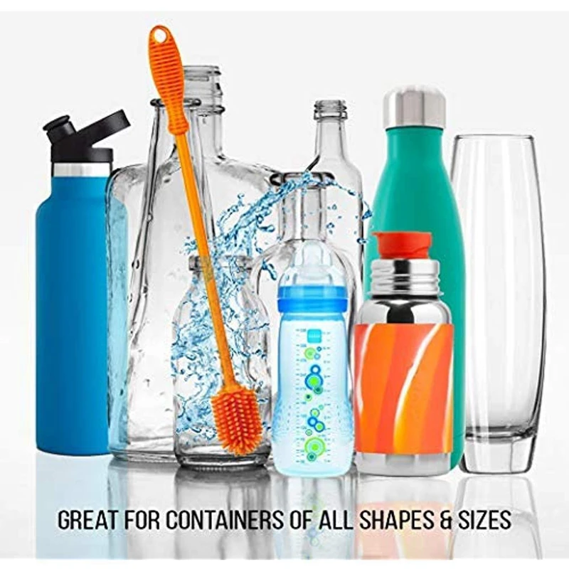 Bottle Wash Silicone Kitchen Cleaning Brush Wash Glass Brush Narrow Neck Water Sports Bottle Flip Cup Thermos Long- Non-Grip Or