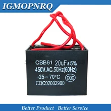 5pcs /lot CBB61 20uf starting capacitance AC Fan Capacitor 20uf 450V CBB Motor Run Capacitor new
