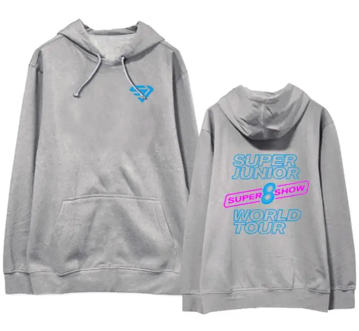 fleece Kpop super Junior супер магическое шоу 8 world tour же печати толстовки унисекс модный пуловер из флиса/тoнкaя кoфтa дeтскaя 5 видов цветов - Цвет: fleece