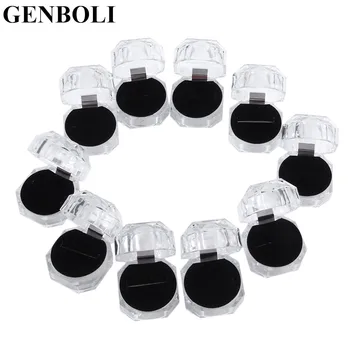 

10pcs Clear Acrylic ring Display Storage Box Ring Earrings Display Boxes Organizer Package Case Transparent Jewelry Gift Box &15